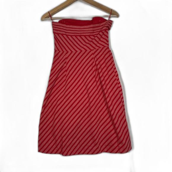 Anthropologie Lil Blazing Rays Red Striped Wrap Dress Sz 0 Classic Retro Preppy - Picture 4 of 9